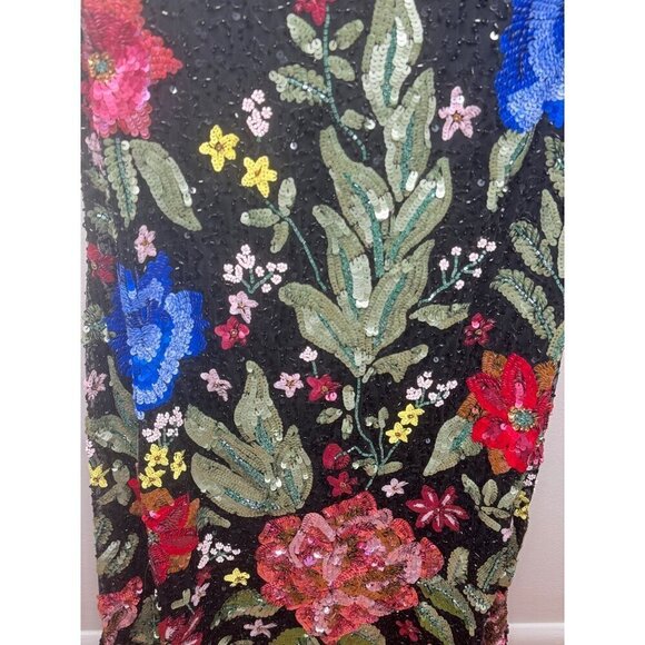 Mac Duggal 5475 Floral Embellished Spaghetti Strap Gown Size 0 NWT Black Multi - Picture 5 of 6